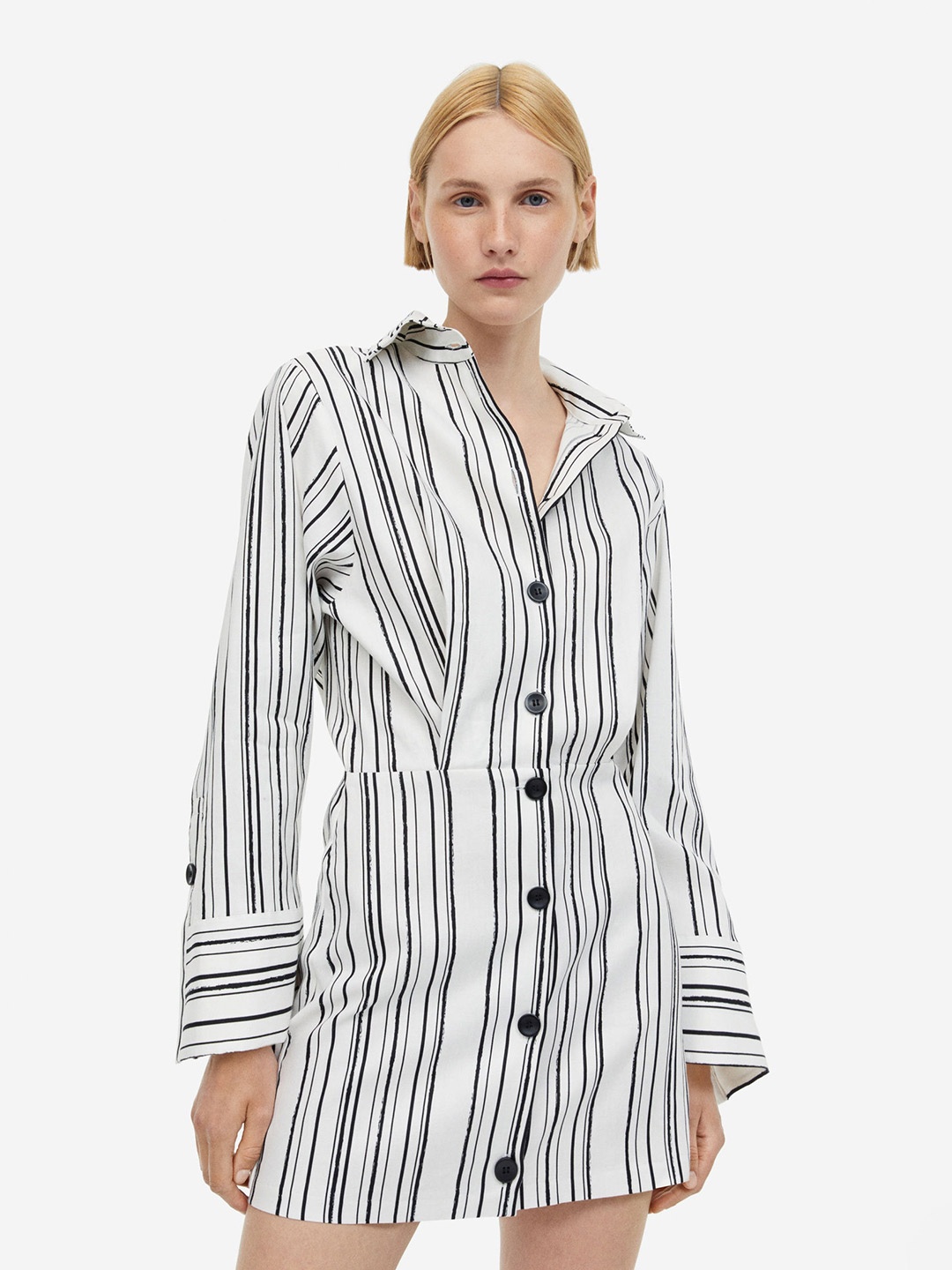 

H&M Linen-Blend Shirt Dress, Black