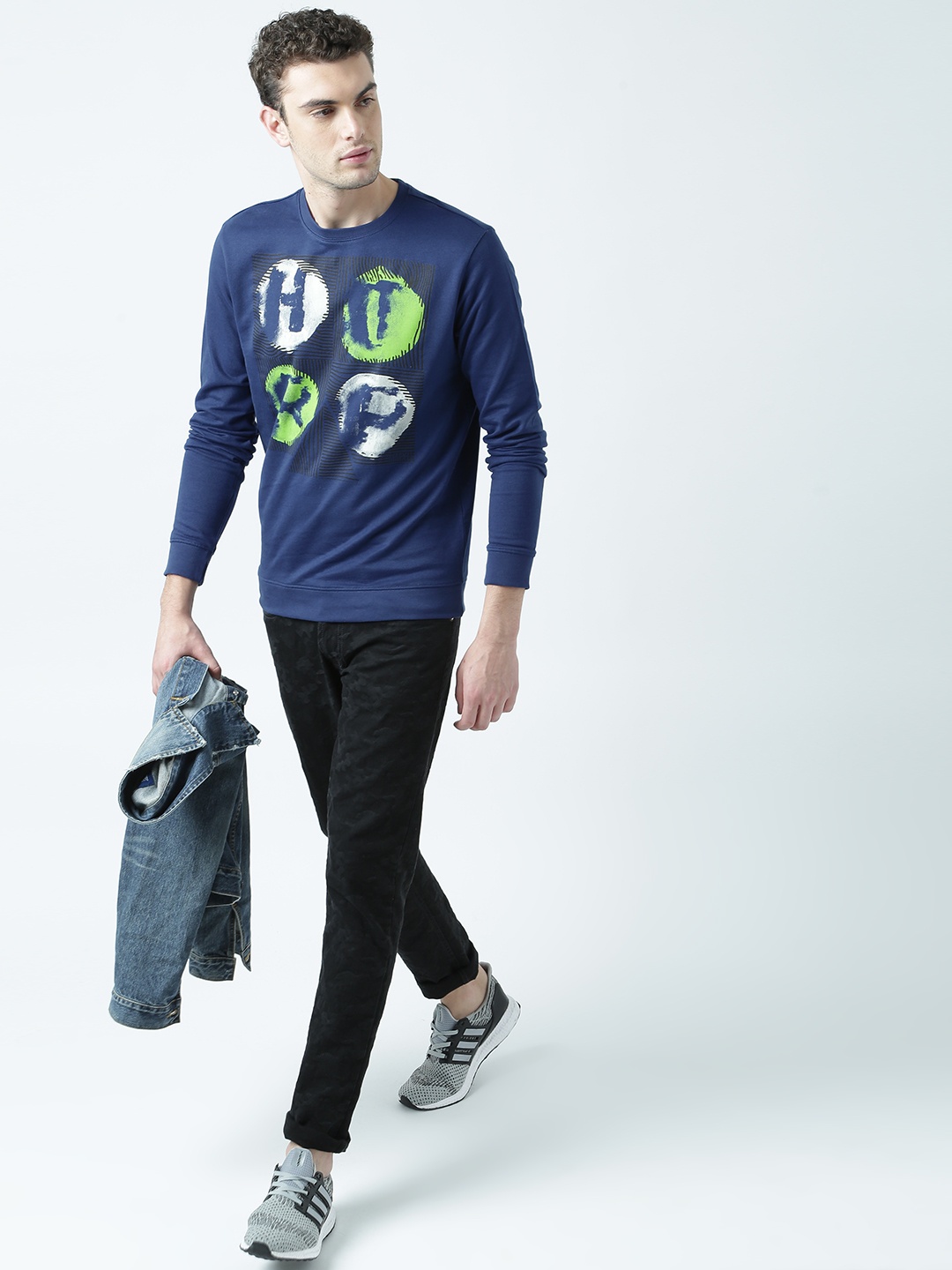 

Huetrap Men Navy Blue Printed Sweatshirt