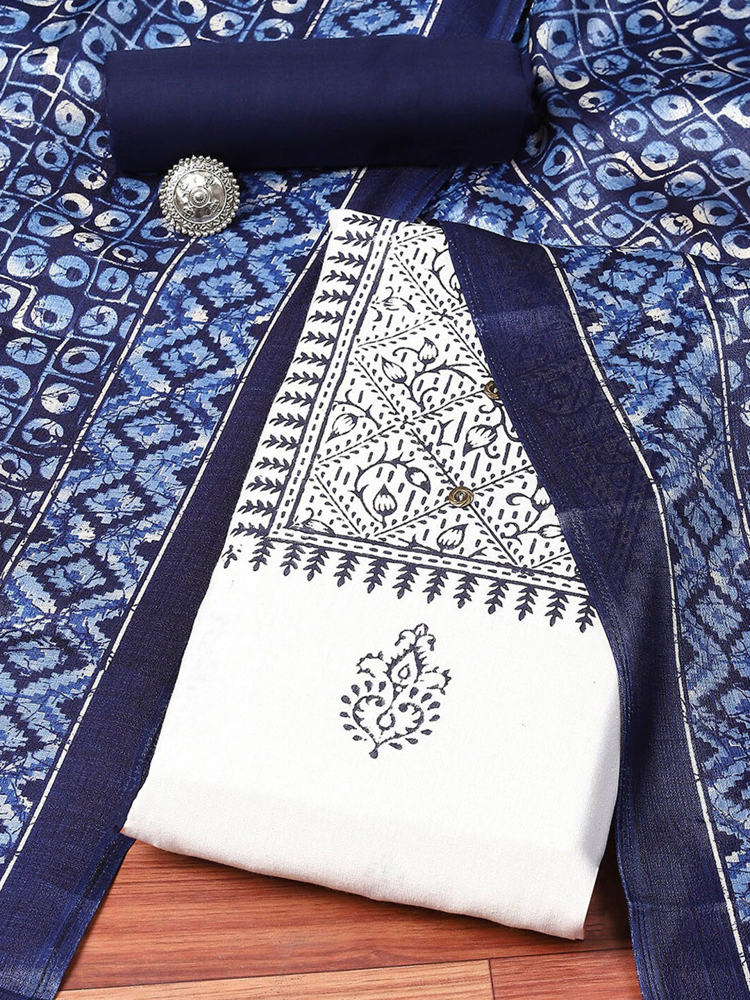 

Biba Ethnic Motifs Printed Unstitched Dress Material, White