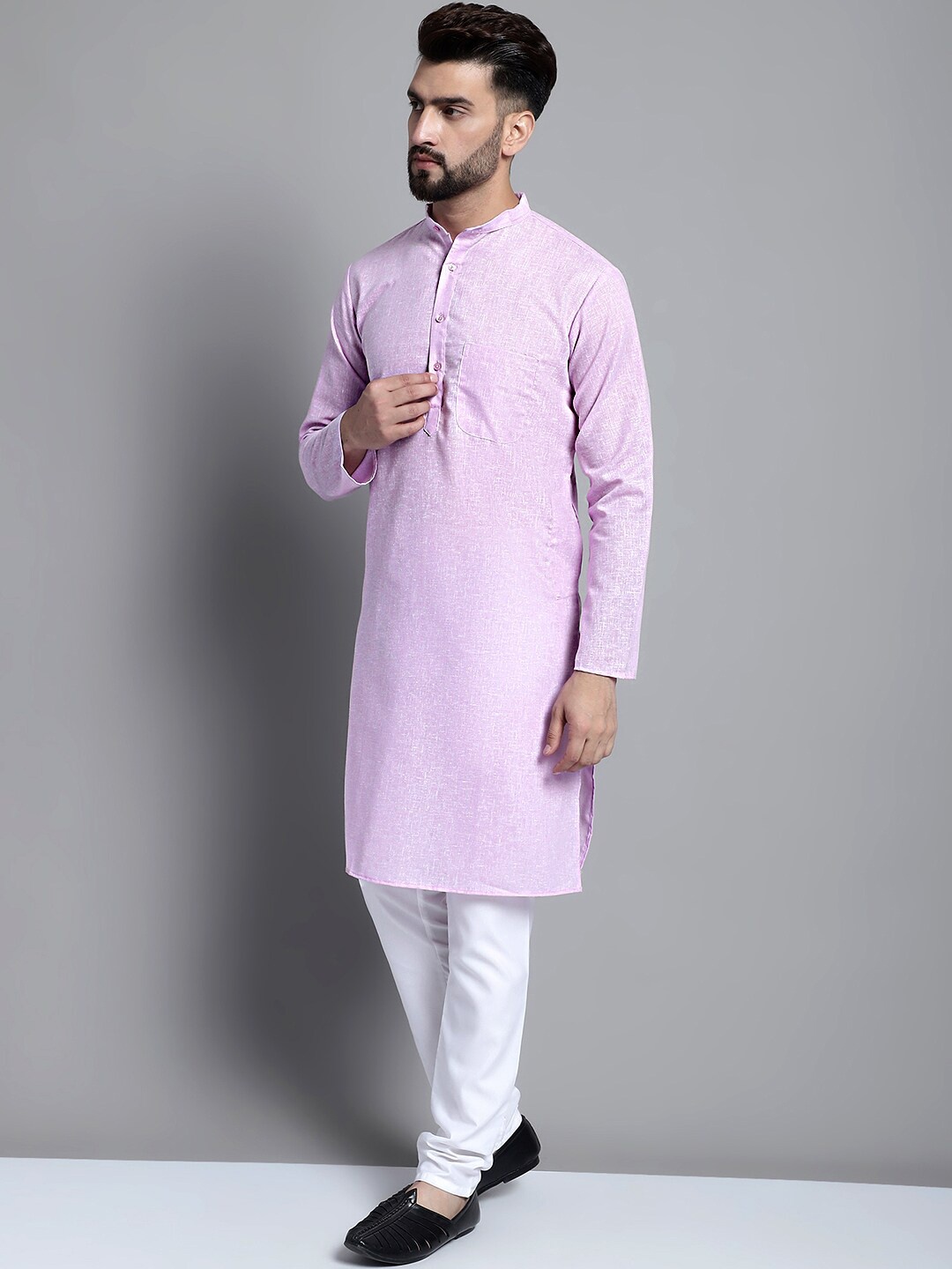 

Jompers Regular Pure Cotton Kurta With Pyjamas, Lavender