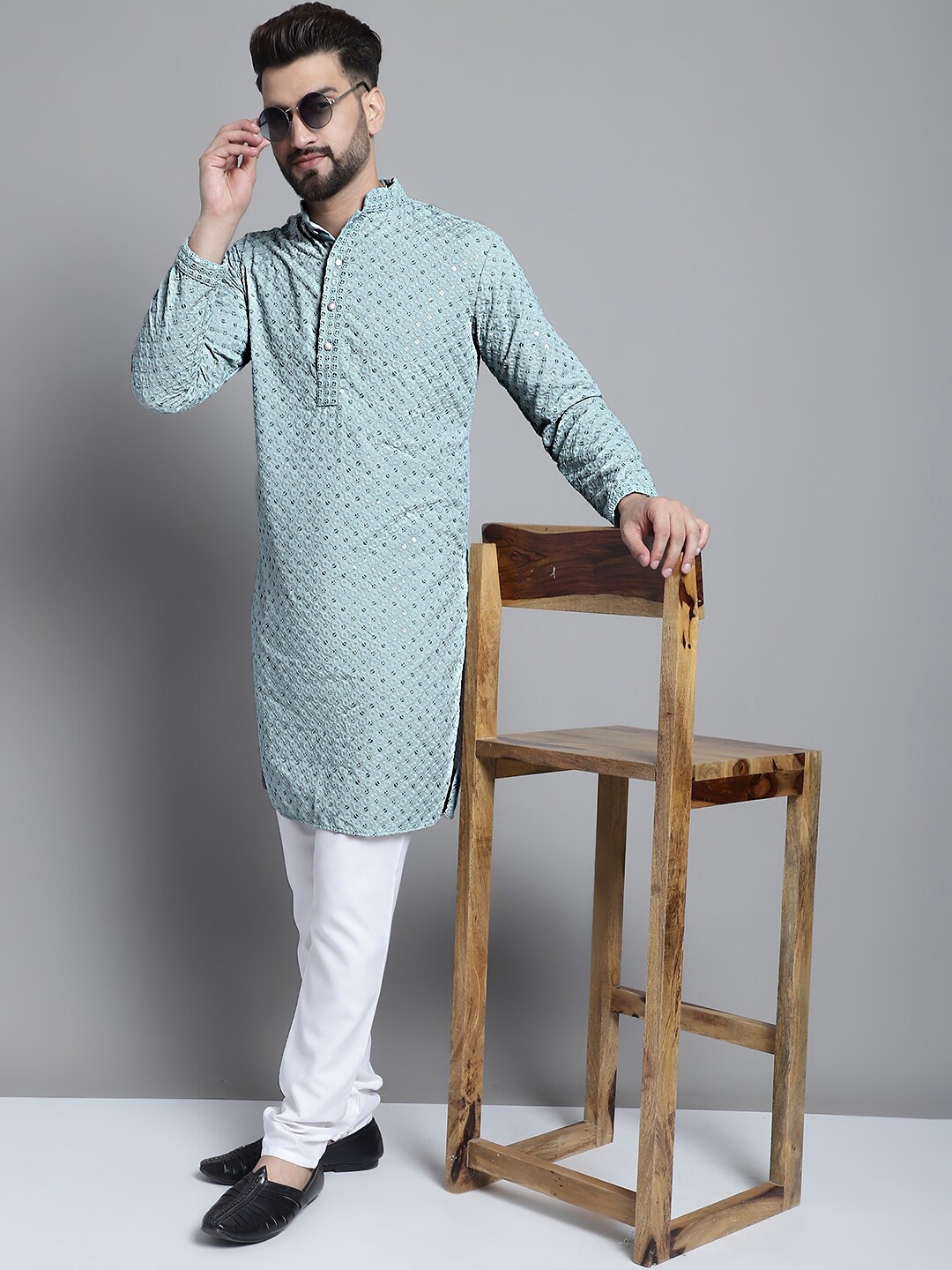 

Jompers Pure Cotton Kurta with Churidar, Blue