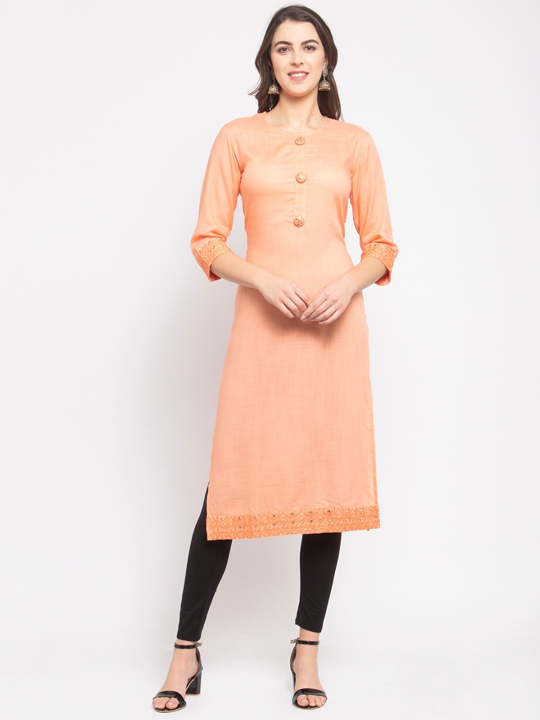 

Stylespace by Isha Threak Work Pure Cotton Kurta, Orange