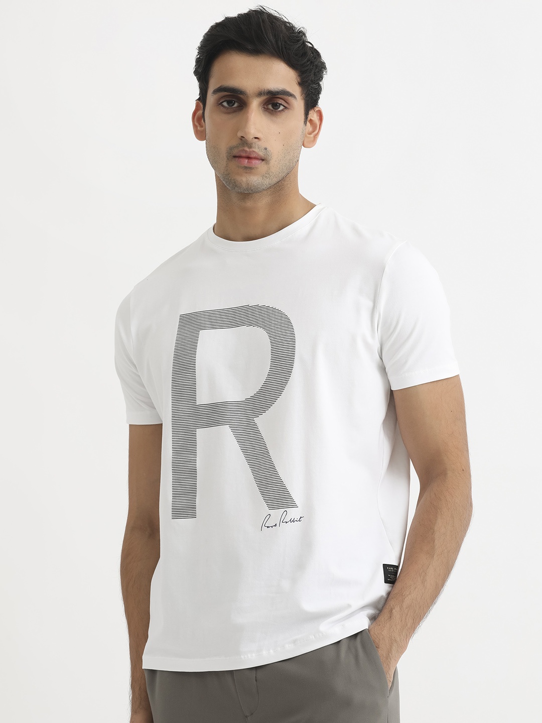RARE RABBIT Men Rings-4 Slim Fit Solid Polo Collar T-Shirt, Blue
