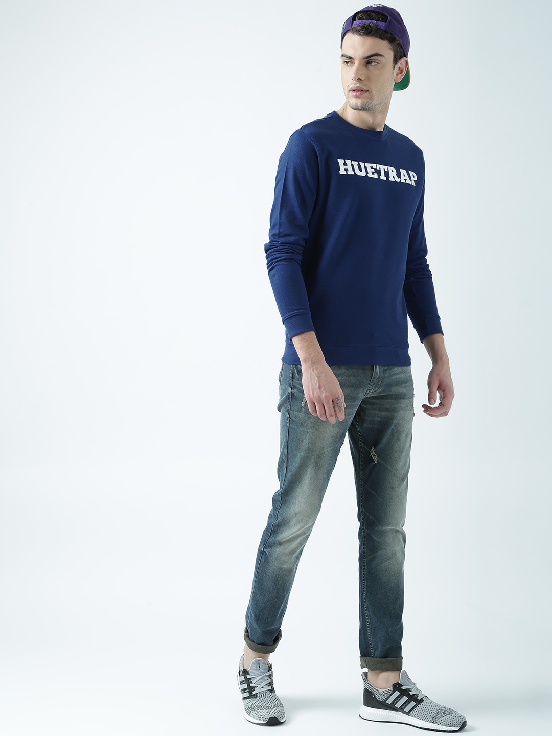 

Huetrap Men Navy Blue Printed Sweatshirt