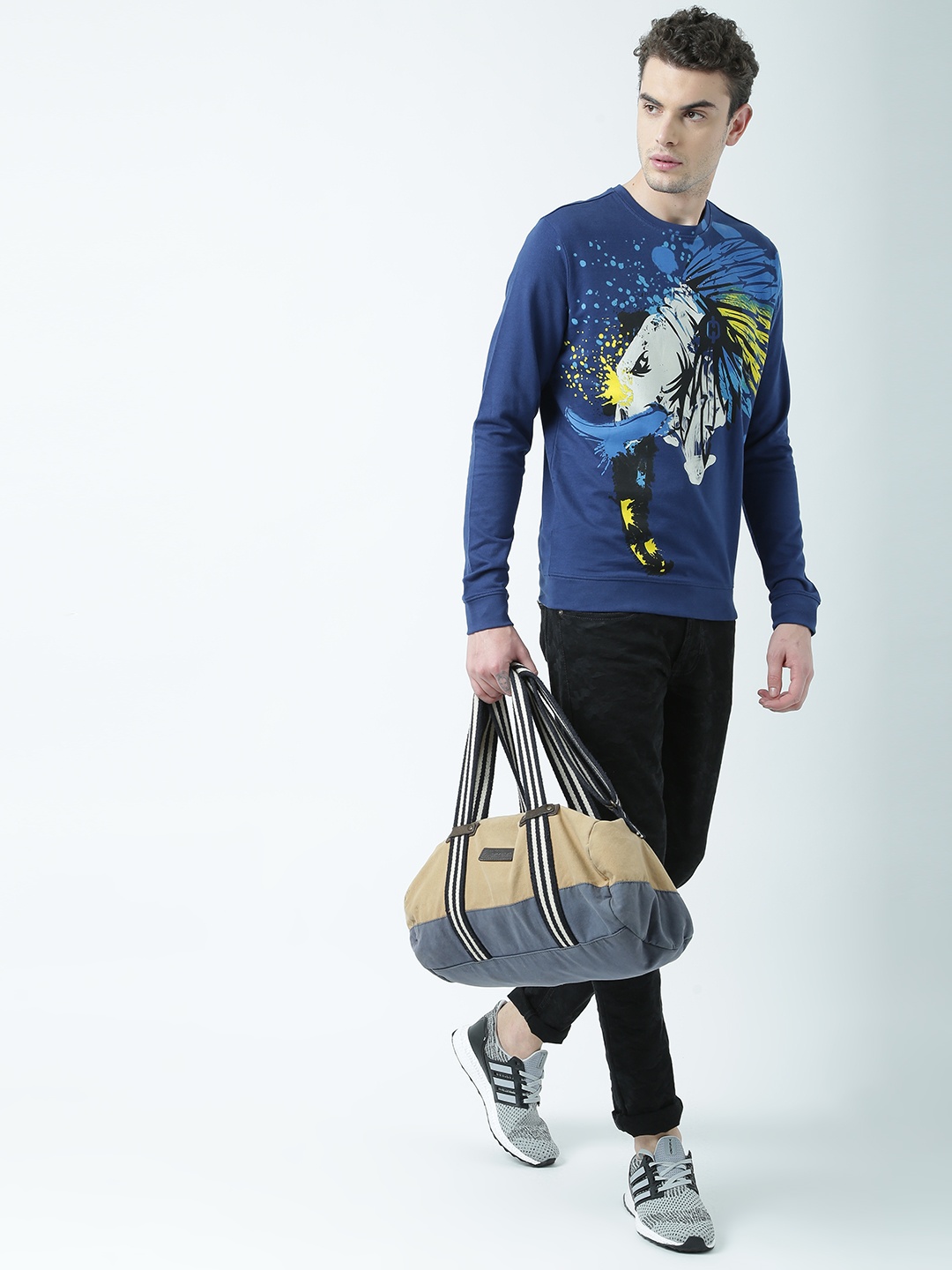 

Huetrap Men Navy Blue Printed Sweatshirt