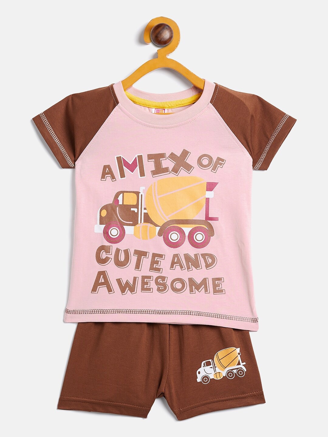 

Camey Kids Printed T-shirt With Shorts, Brown