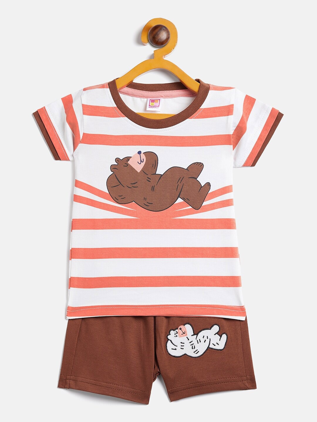 

Camey Kids Printed T-shirt With Shorts, Brown