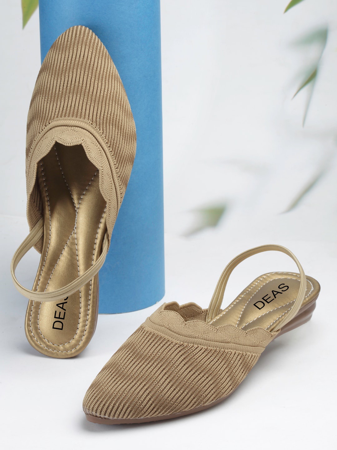 

DEAS Pointed Toe Textured Mules With Backstrap, Copper