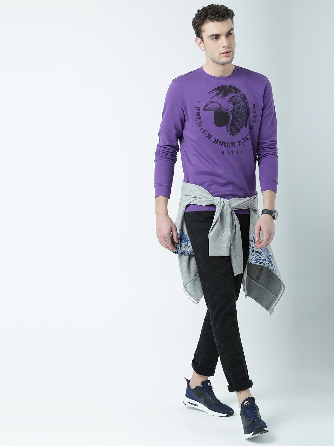 

Huetrap Men Purple Printed Sweatshirt