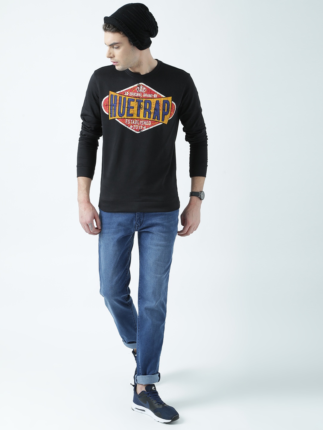 

Huetrap Men Black Printed Sweatshirt