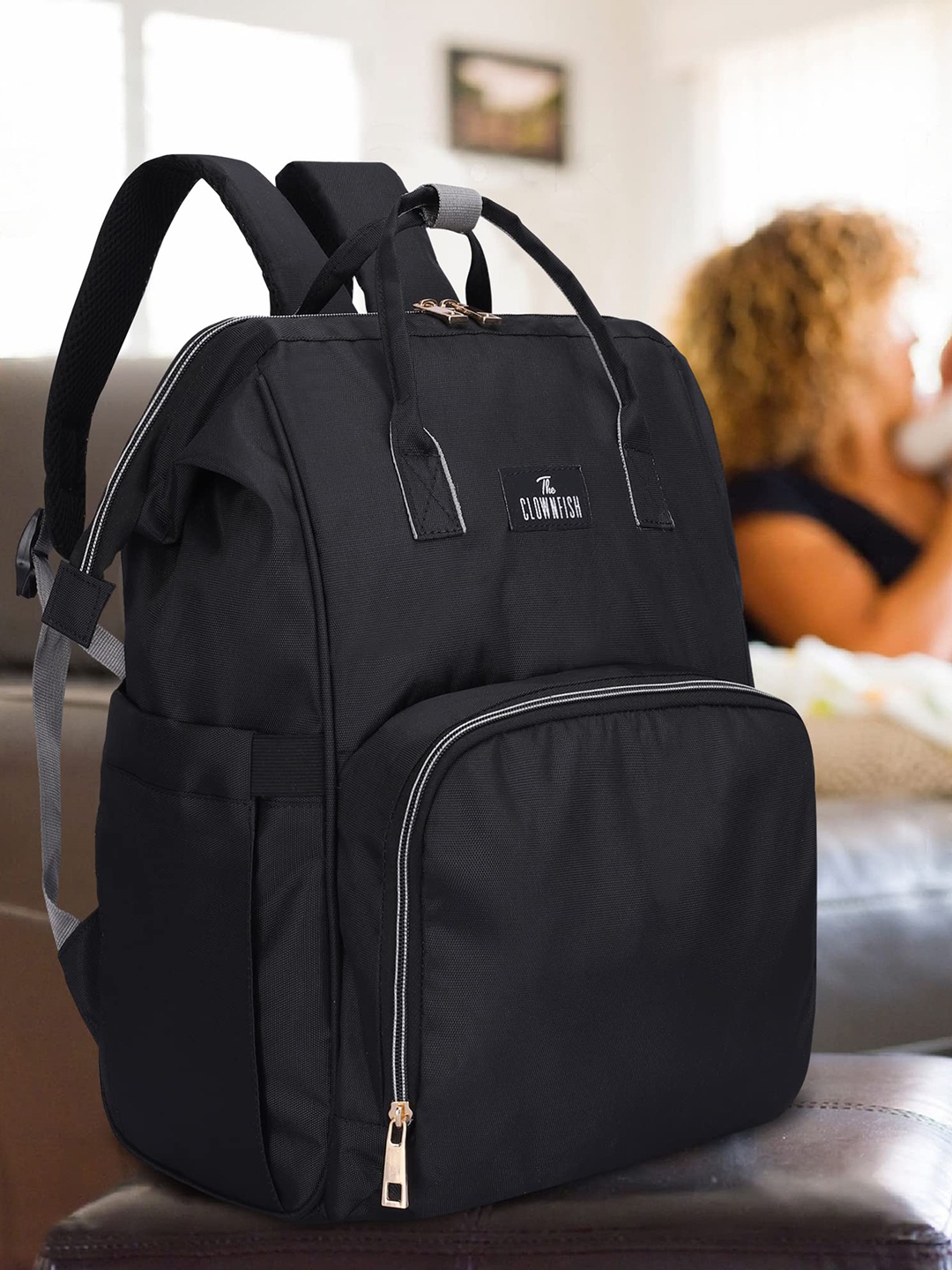 

THE CLOWNFISH Diaper Dash Multipurpose Lightweight Diaper Bag, Black