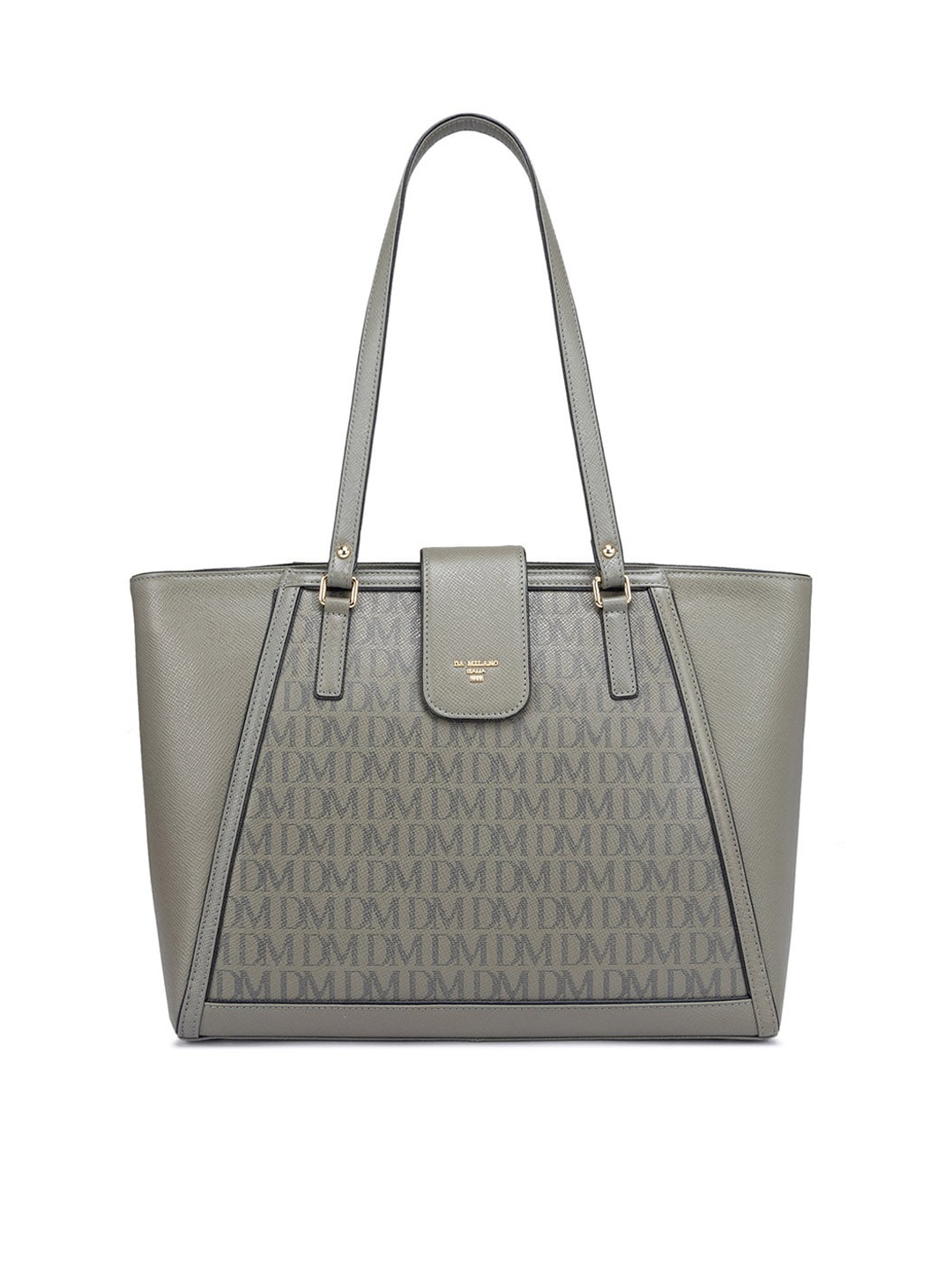 

Da Milano Leather Textured Shoulder Bag With Cut Work Detail, Brown