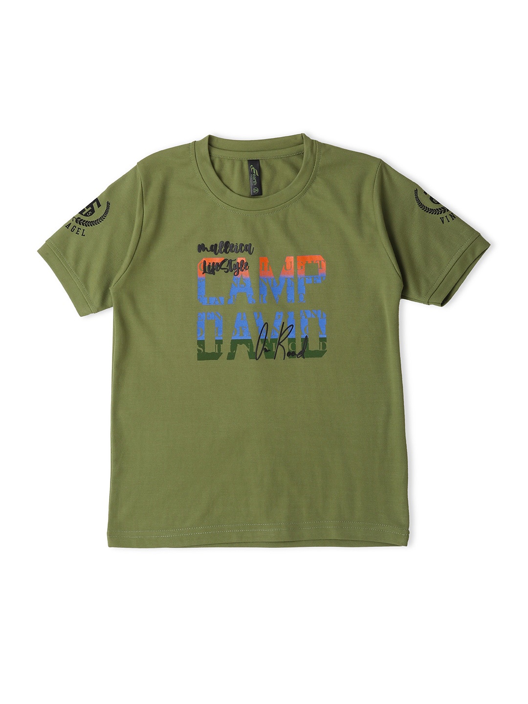 earth conscious Boys Typography Printed T-shirt, Green