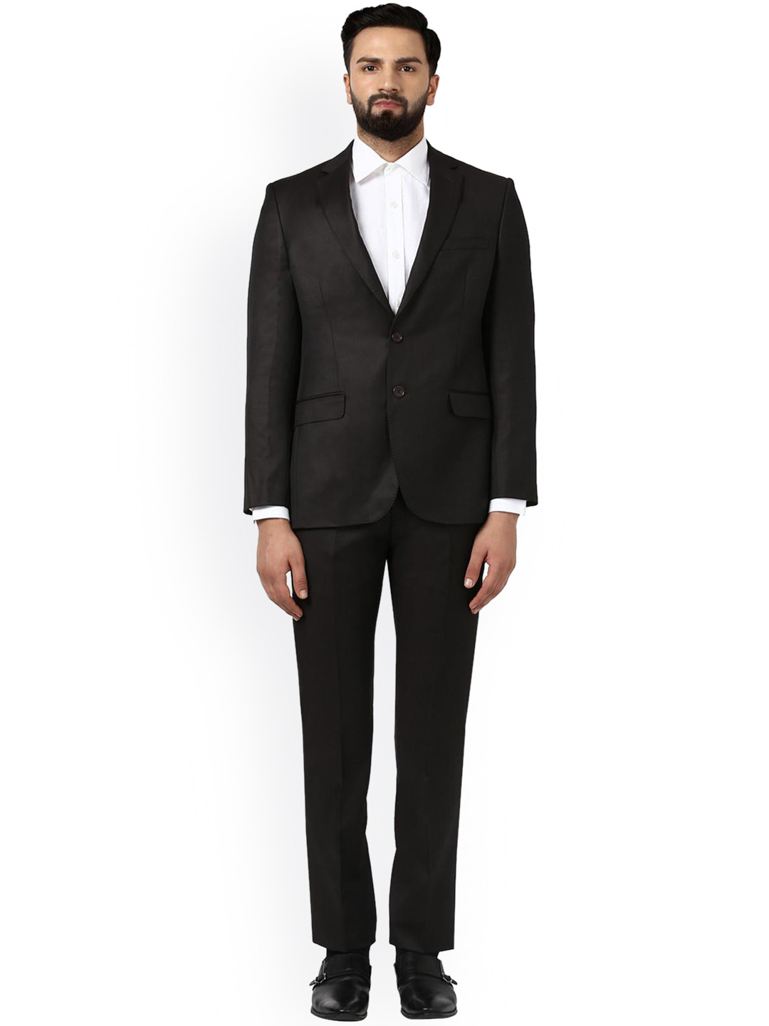 

Raymond Men Black Solid Single-Breasted Tailored Fit Formal Suit
