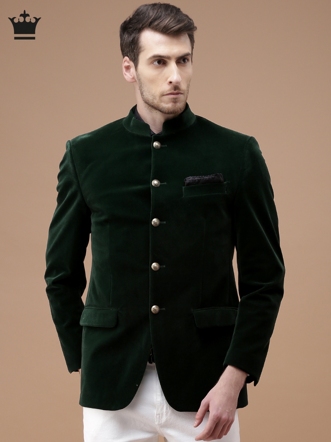 

Louis Philippe Green Velvet Casual Blazer