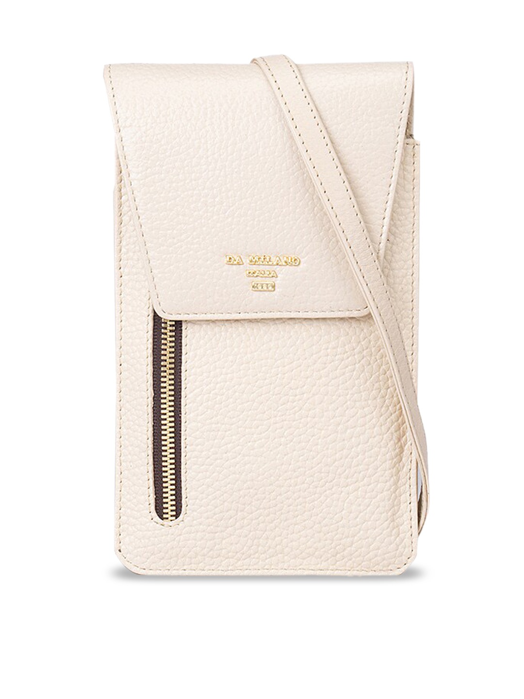 

Da Milano Swagger Textured Leather Cross Body Sling Bag, Cream
