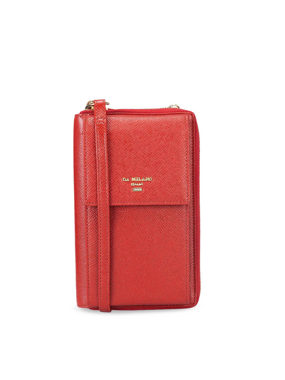 

Da Milano Leather Textured Card Holder, Red