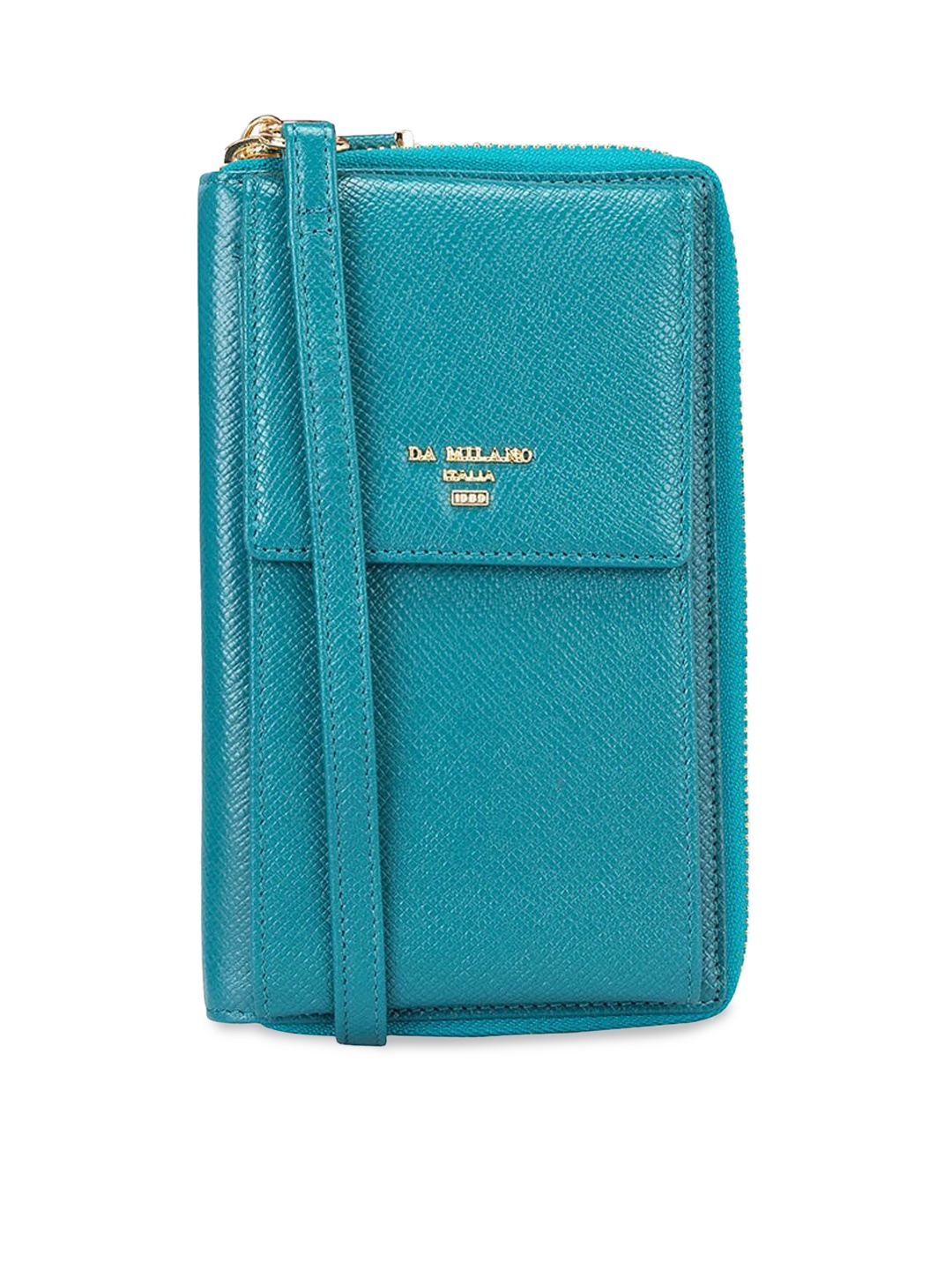 

Da Milano Unisex Leather Zip Around Wallet, Blue