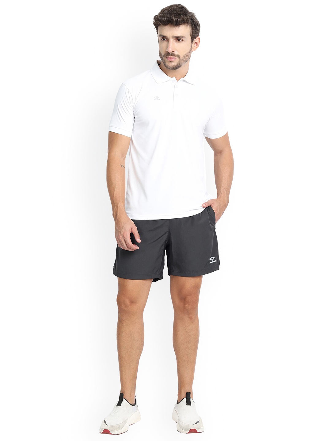 

Shrey Men Mid-Rise Sports Shorts, Grey