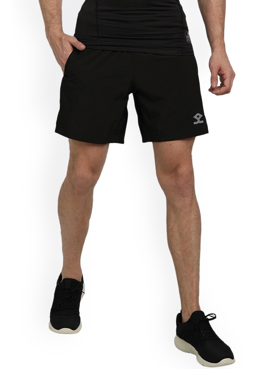 

Shrey Men Mid-Rise Double Layer Sports Shorts, Black