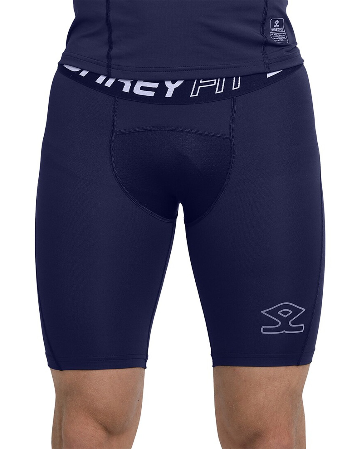 

Shrey Men Mid-Rise Intense Compression Sports Shorts, Navy blue
