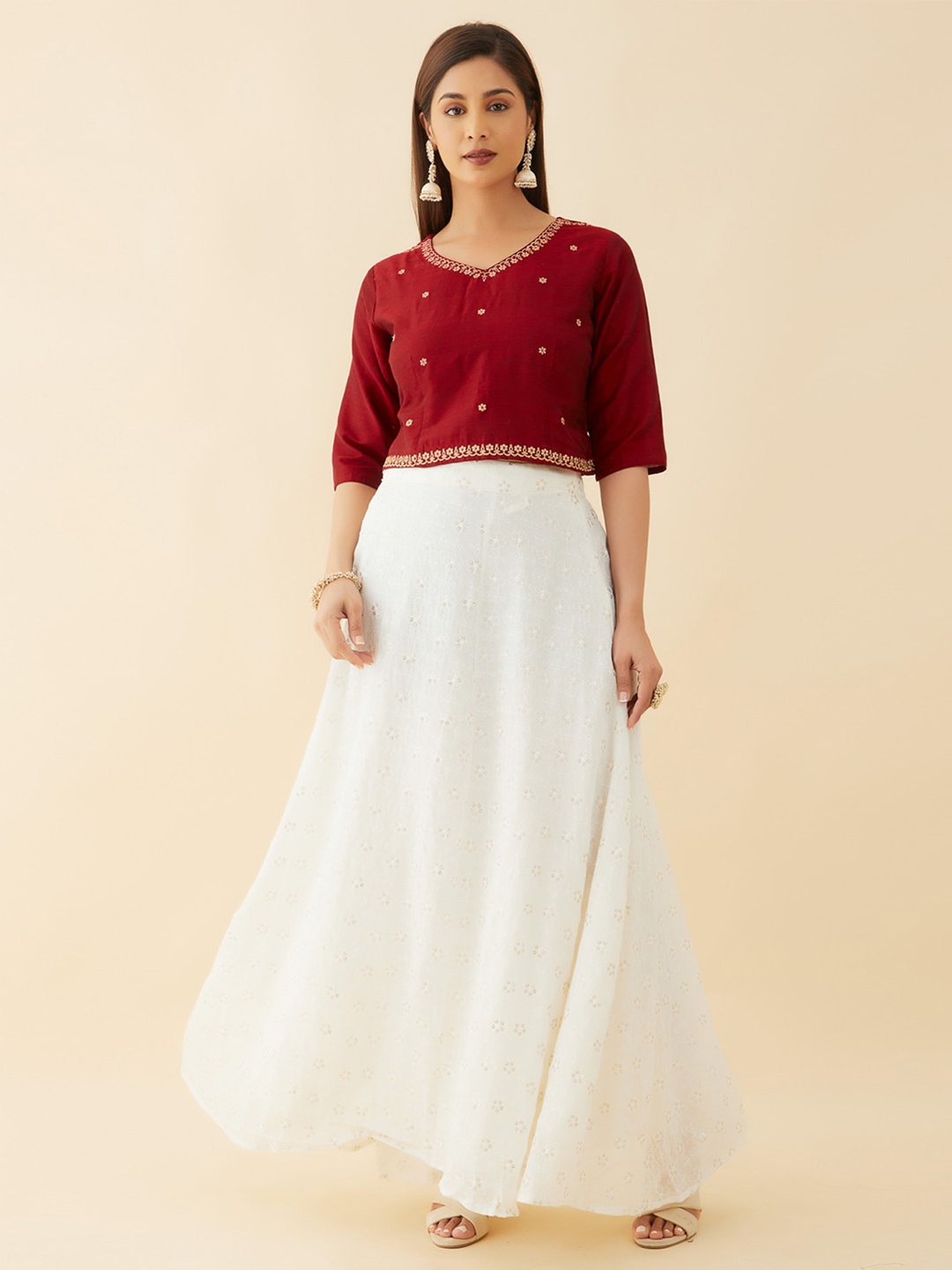 

Maybell Embroidered Ready to Wear Lehenga & Choli, Red