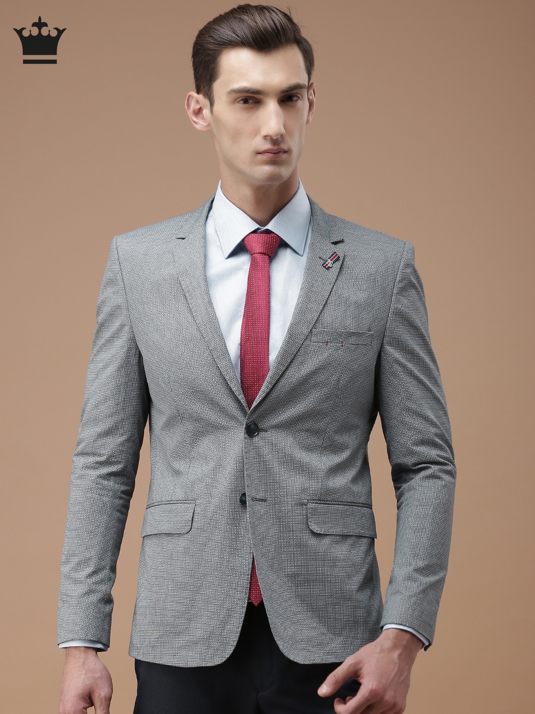 

Louis Philippe Blue Printed Steven Fit Single-Breasted Formal Blazer
