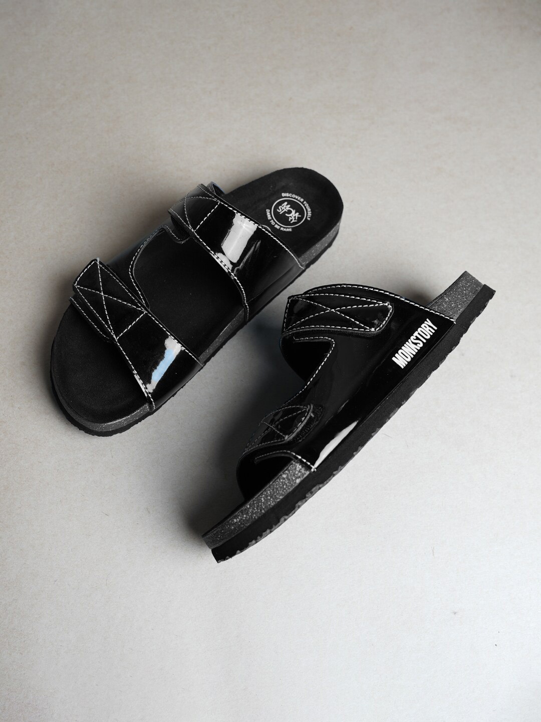 

MONKSTORY Men Dual-Straps Comfort Sandals, Black