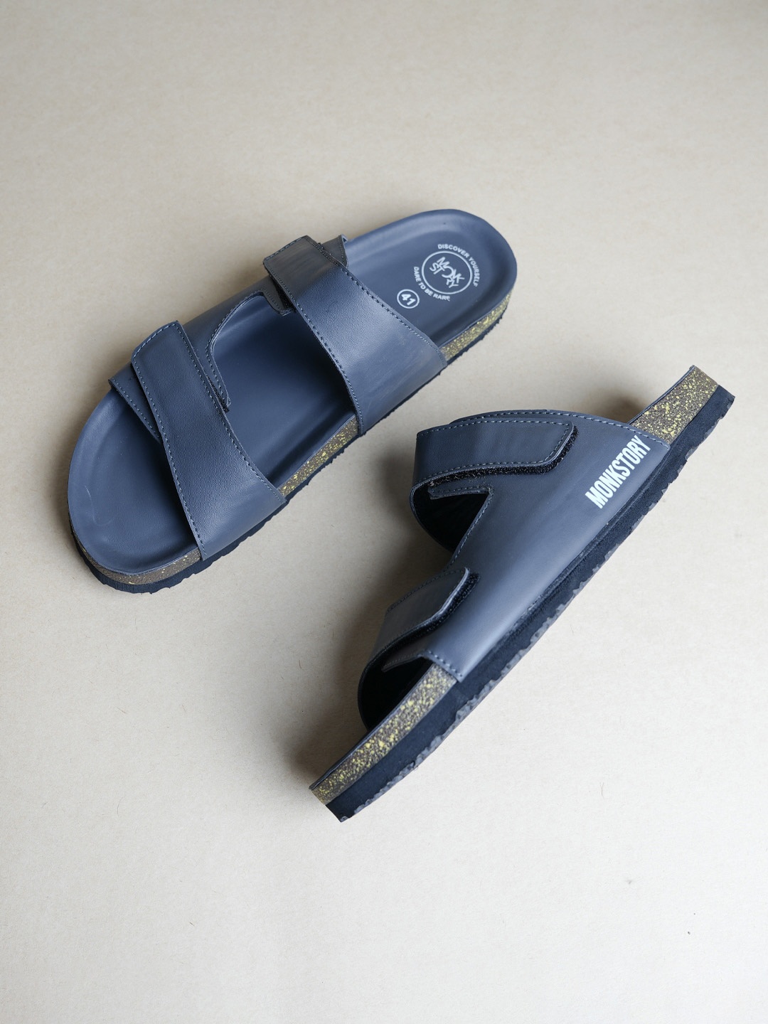 

MONKSTORY Men Dual-Straps Comfort Sandals, Navy blue