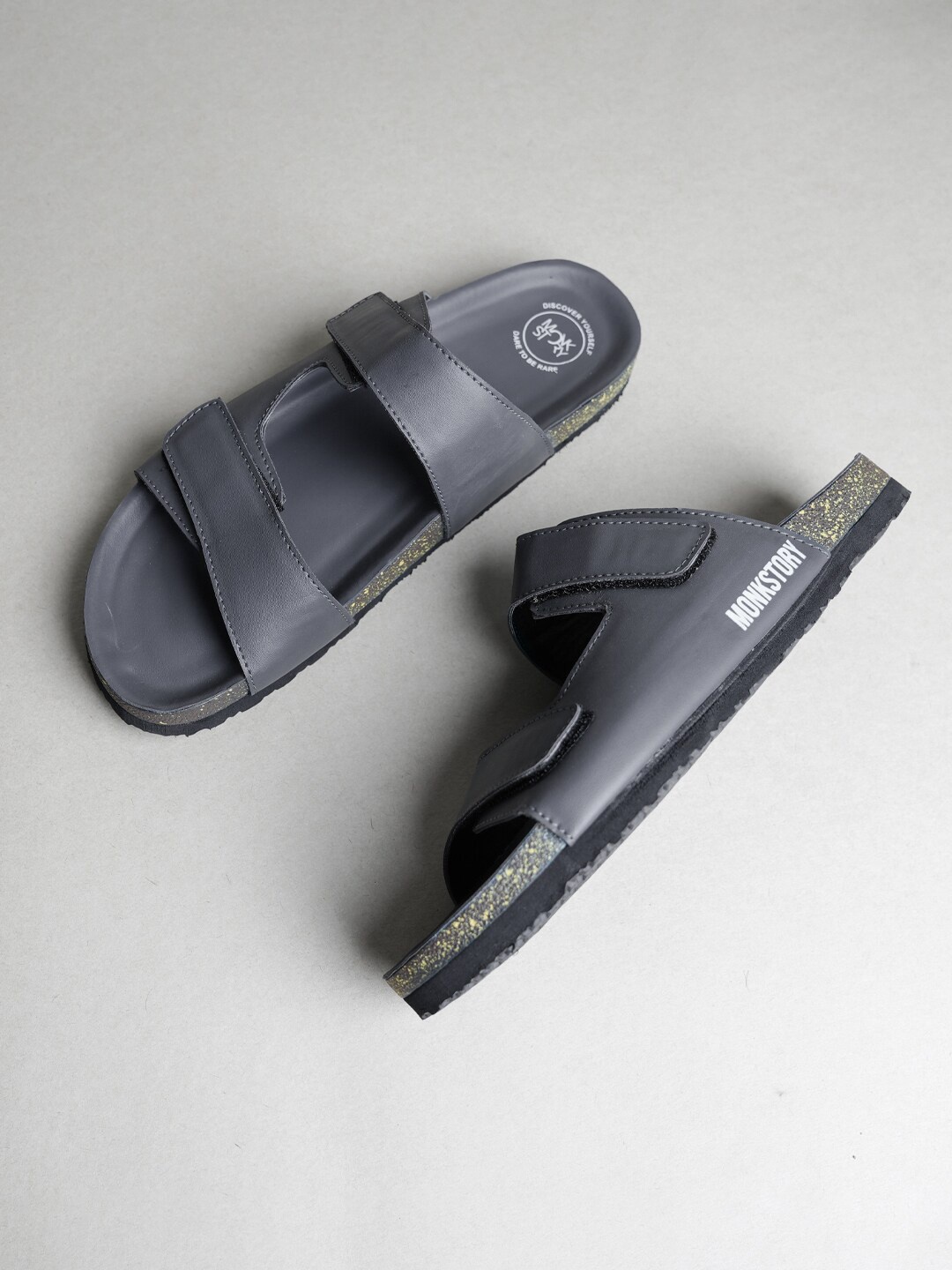 

MONKSTORY Men Dual-Straps Comfort Sandals, Grey