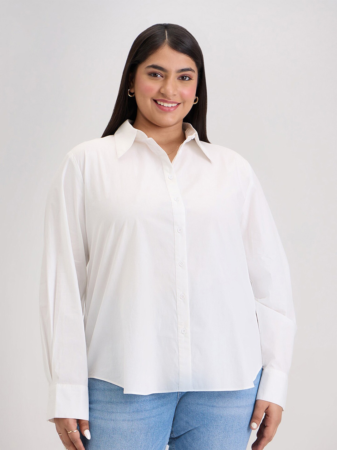 

20Dresses Comfort Spread Collar Pure Cotton Formal Shirt, White