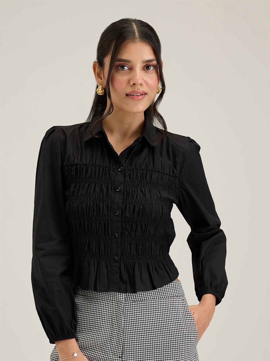 

20Dresses Comfort Spread Collar Pure Cotton Formal Shirt, Black