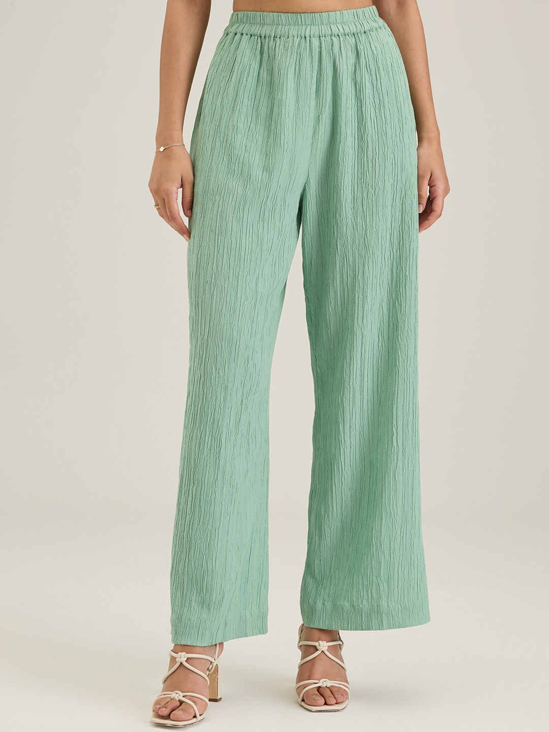 

20Dresses Women Green Comfort High-Rise Parallel Trousers