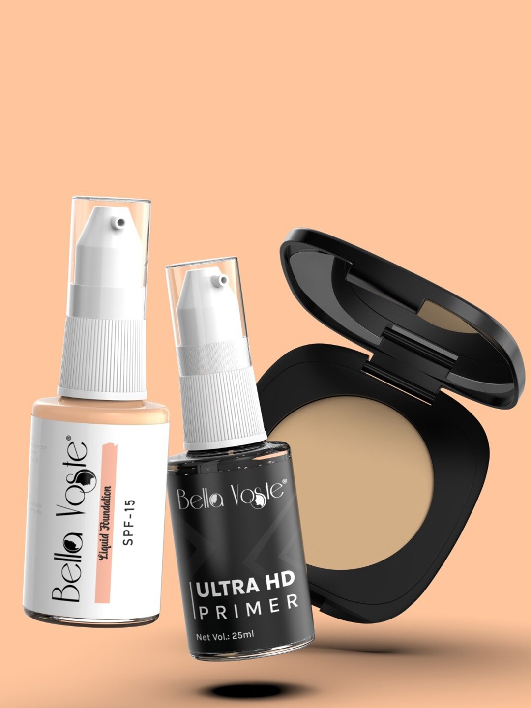 

Bella Voste Set Of 3 Foundation-Compact & Primer Makeup Kit, Nude