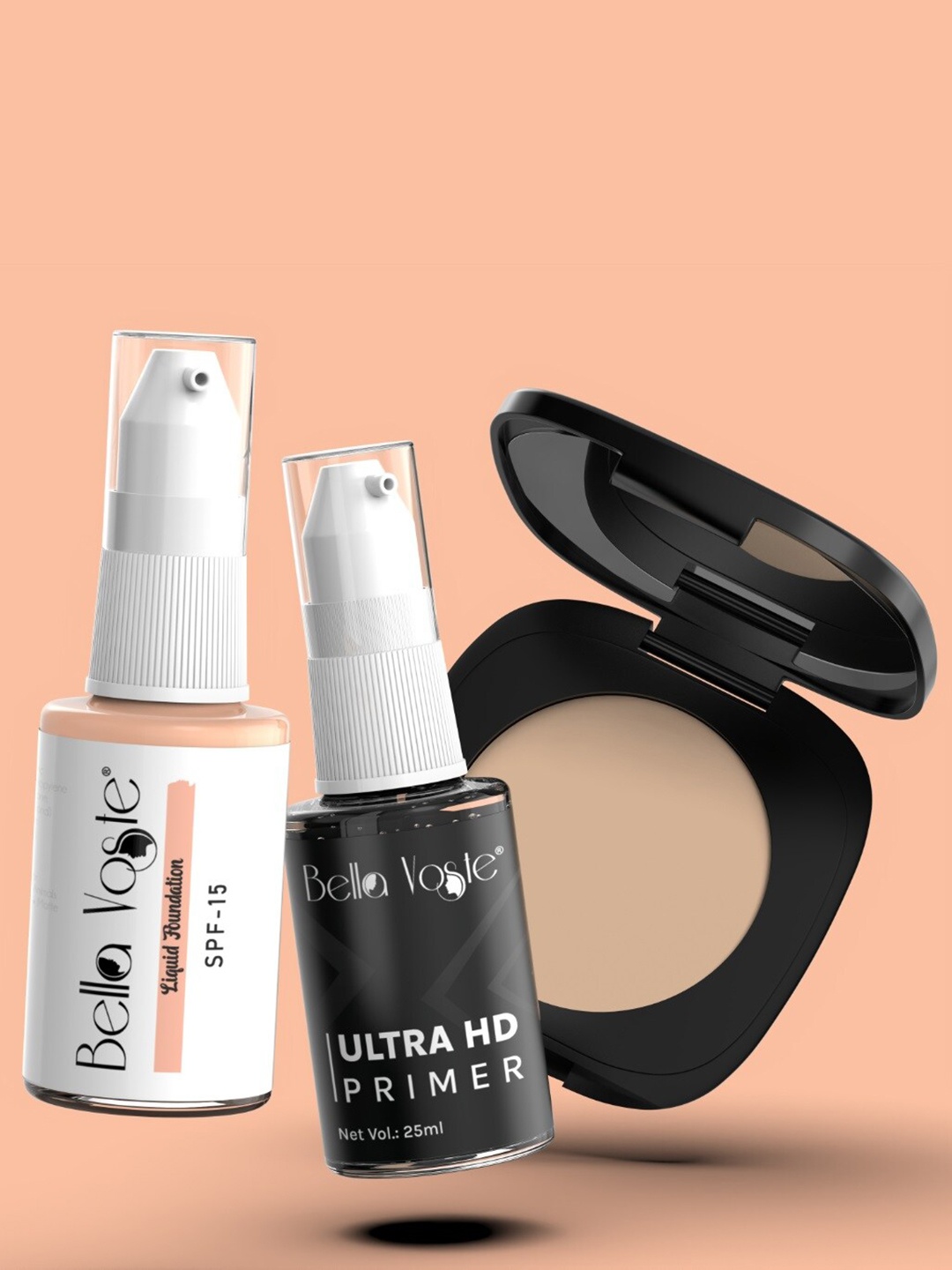 

Bella Voste Set Of 3 Foundation-Compact & Primer Makeup Kit, Nude