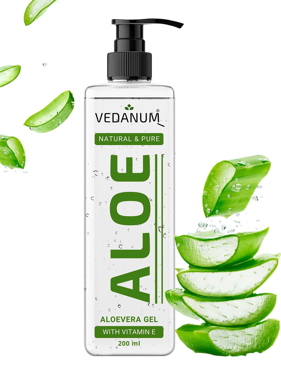 

VEDANUM Premium Fresh Cut Natural Aloe Vera Gel With Vitamin E-200 ml, Transparent