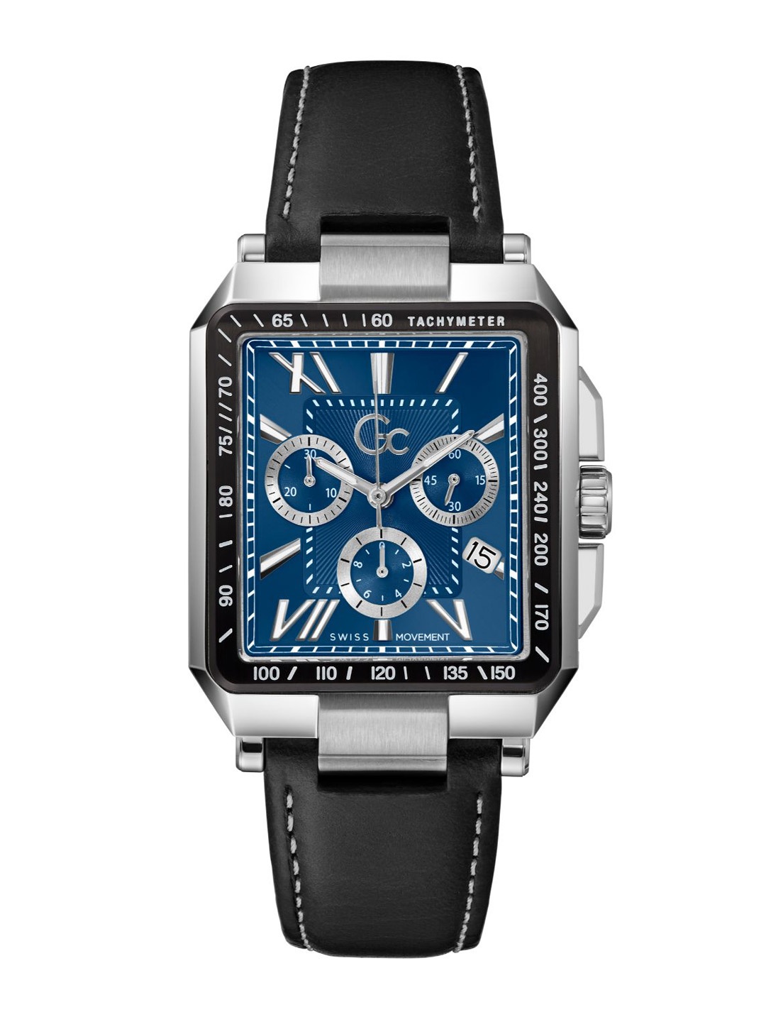 

GC Men Embellished Dial & Black Leather Straps Analogue Watch Z06001G7MF, Blue