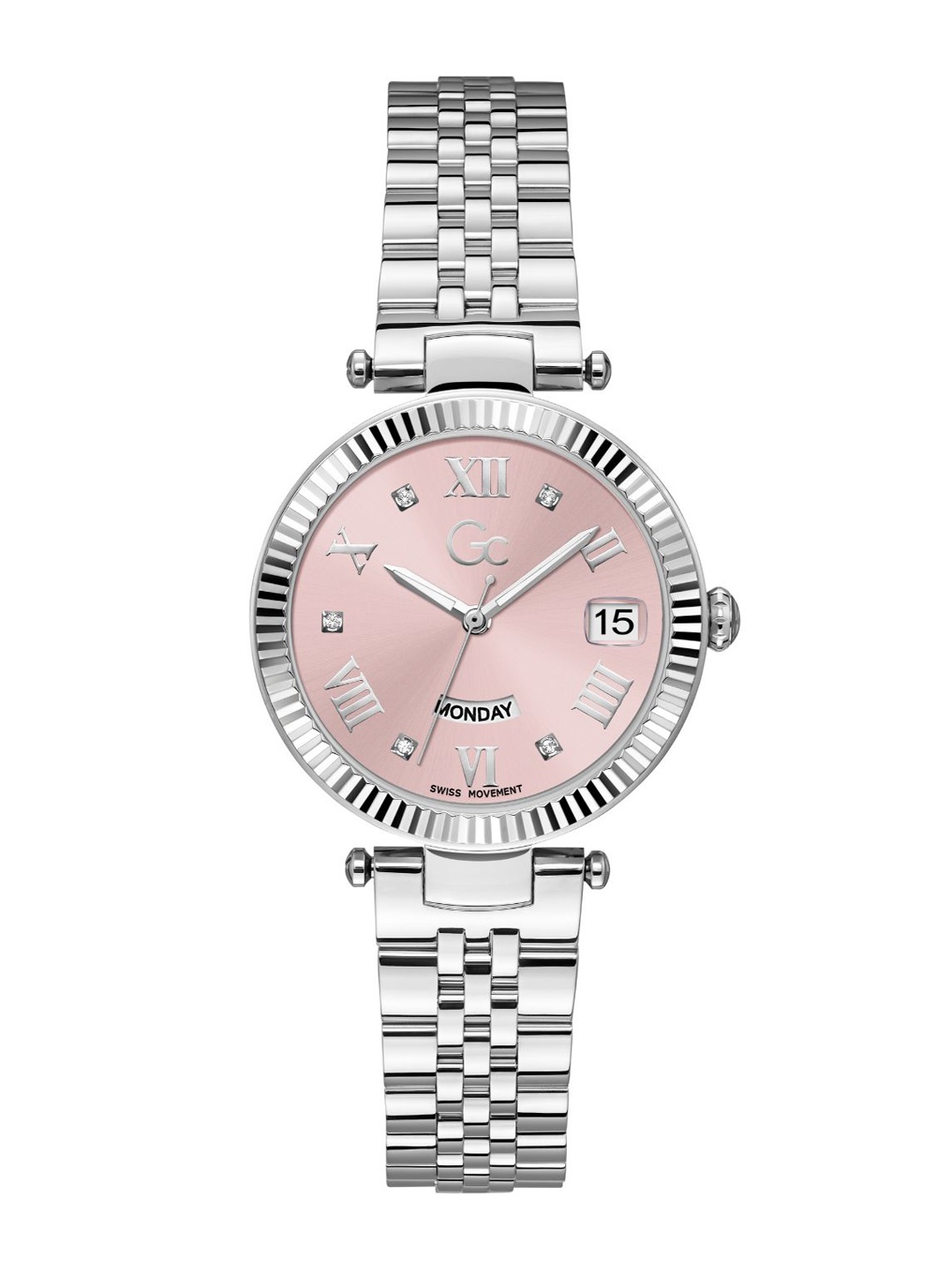 

GC Women Embellished Dial Stainless Steel Bracelet Style Straps Analogue Watch Z01001L3MF, Pink