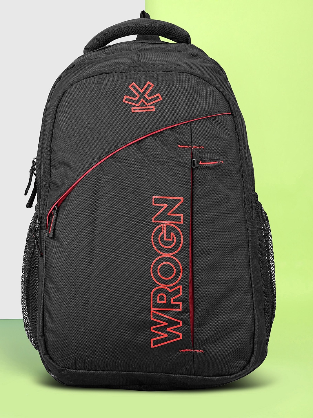 

WROGN Printed Laptop Backpack Fits Upto 16 Inches with Raincover, Black
