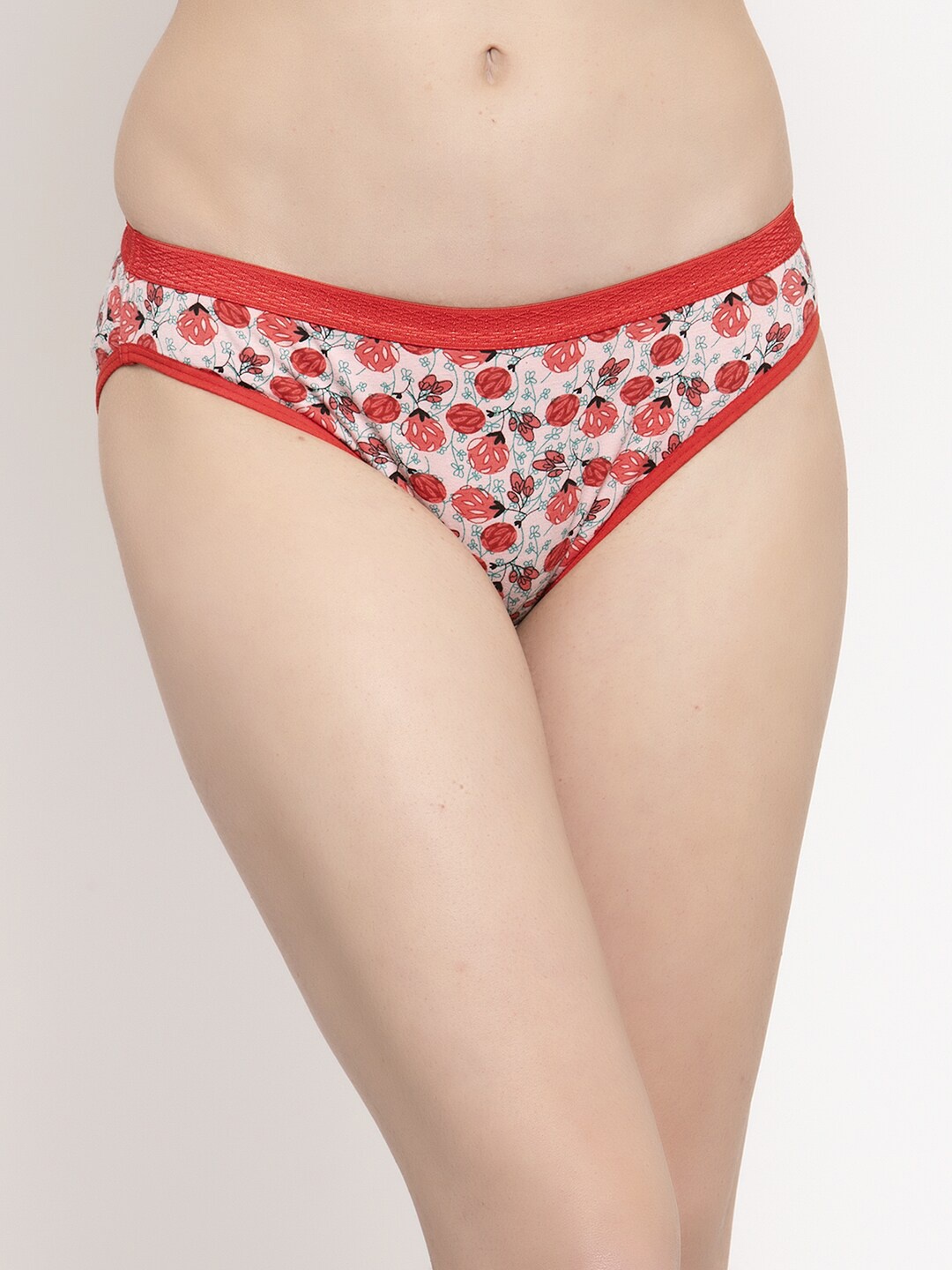 

PrettyCat Floral Printed Basic Briefs, Red