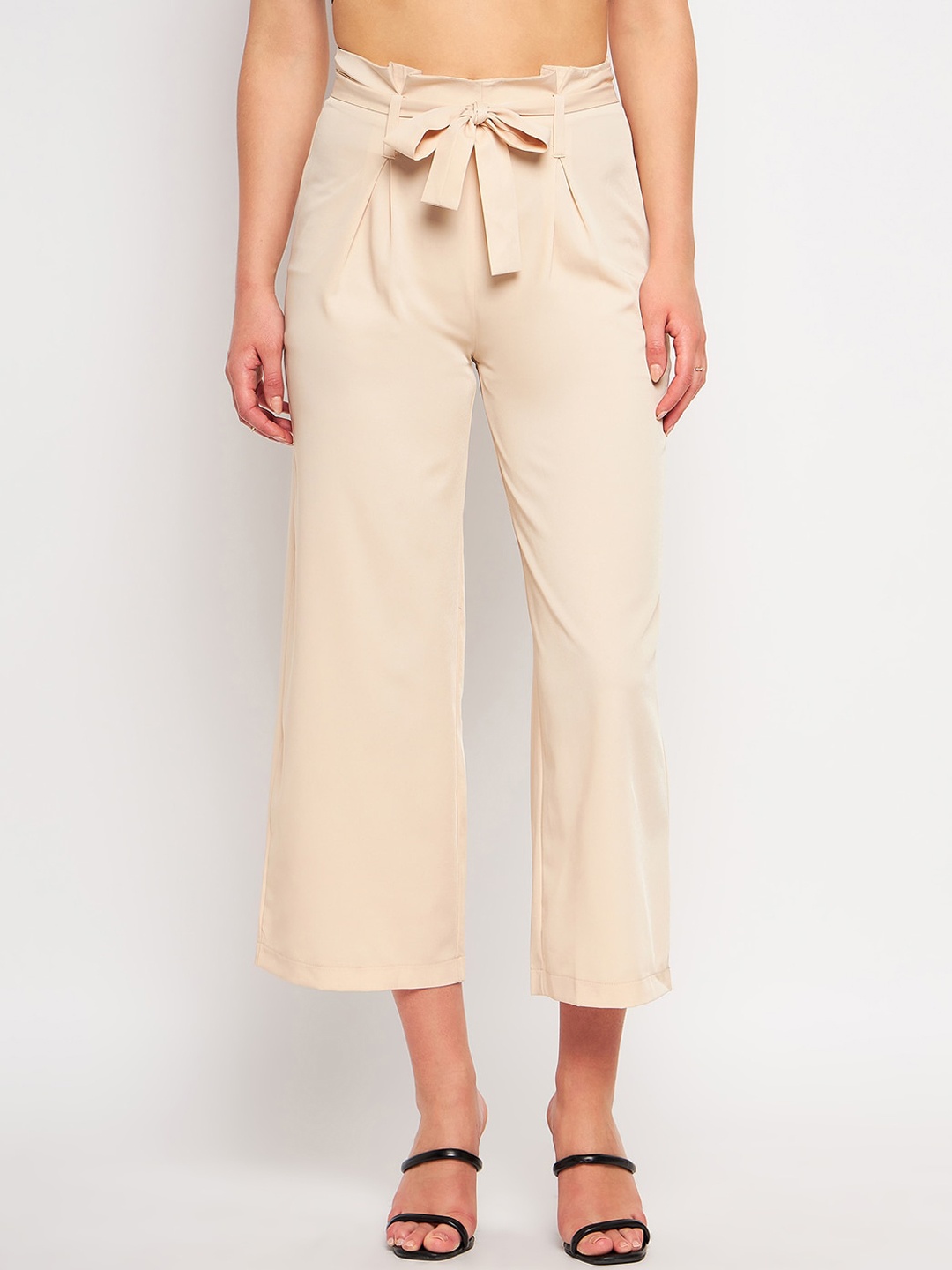 

CAMLA Women Loose Fit Pleated Trousers, Beige