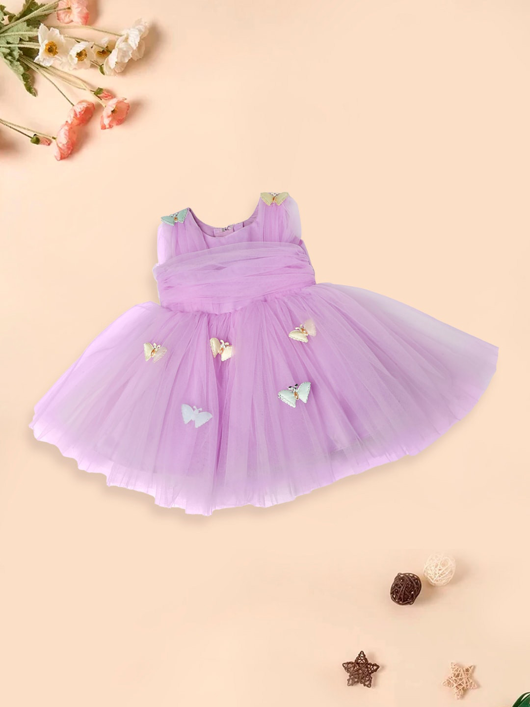 

MeeMee Infant Girls Embellished Round Neck Sleeveless Fit & Flare Party Dress, Lavender