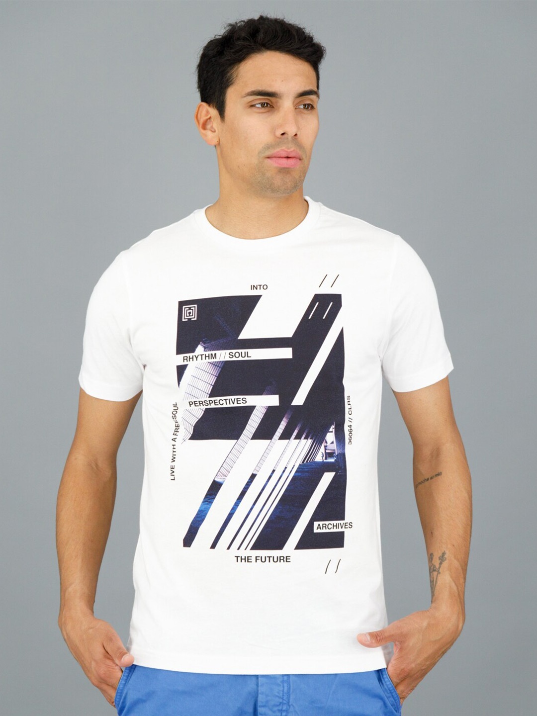 

FREESOUL Graphic Printed Pure Cotton T-Shirt, White
