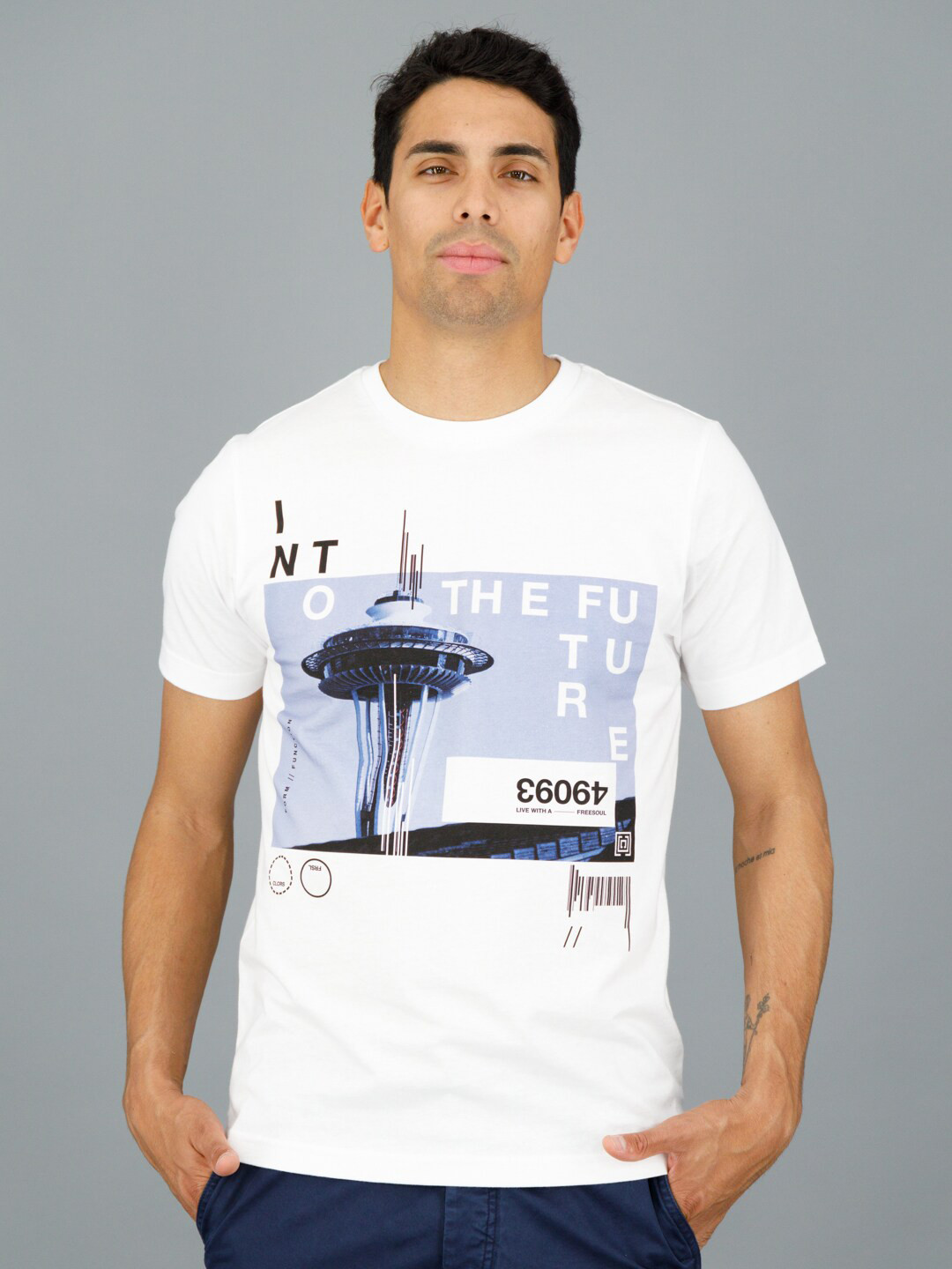 

FREESOUL Graphic Printed Pure Cotton T-Shirt, White