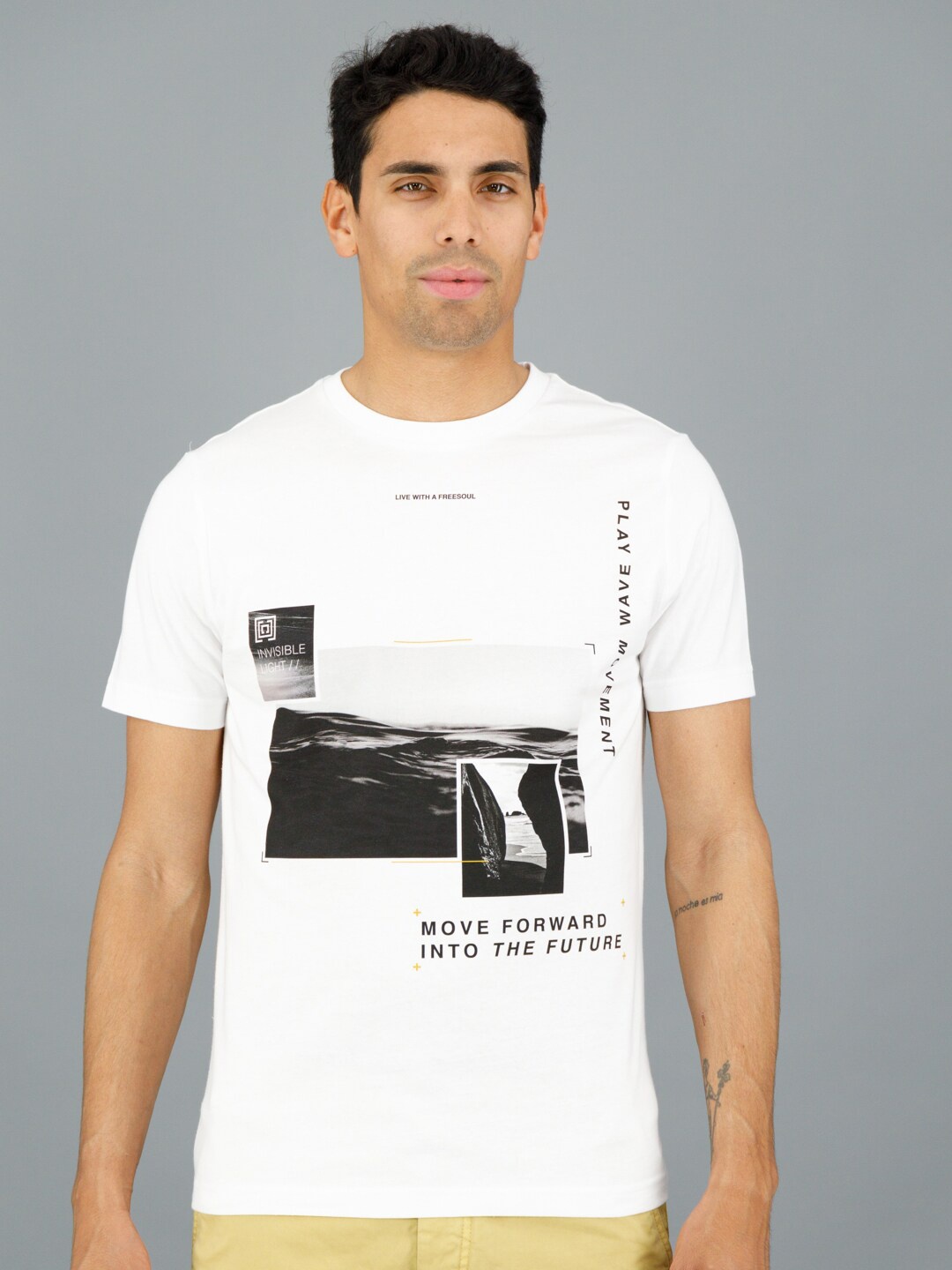 

FREESOUL Graphic Printed Pure Cotton T-Shirt, White
