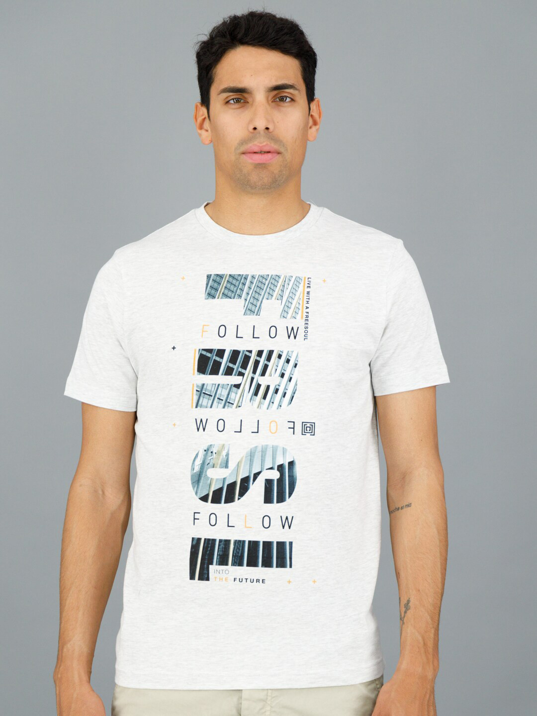

FREESOUL Typography Printed Cotton T-Shirt, White