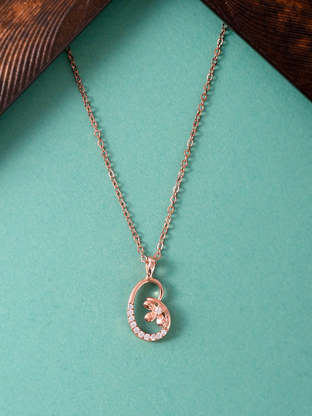 

Voylla Rose-Gold Plated Pendant With Chain