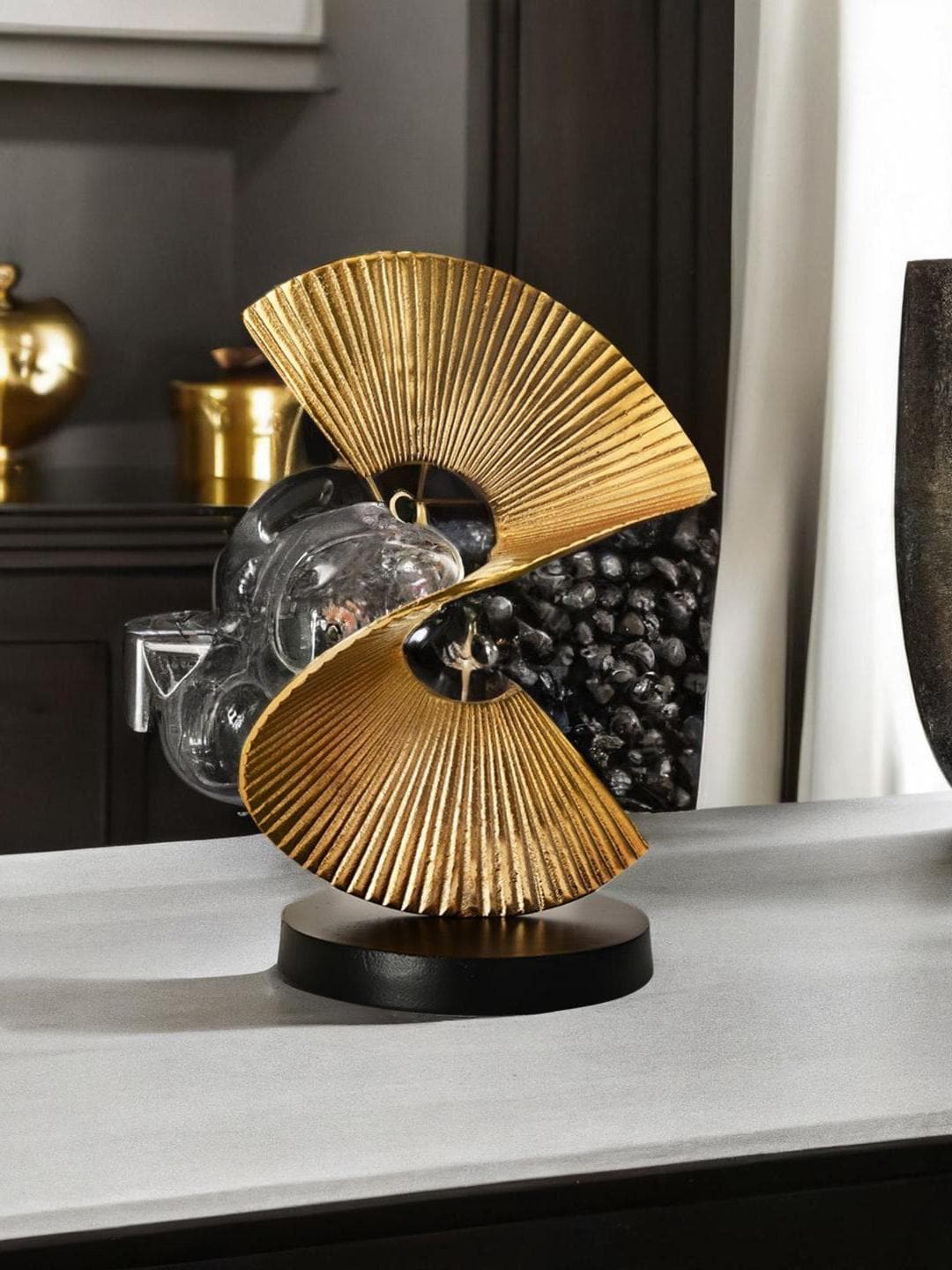 

Athome by Nilkamal Gold Textured Arched Figurine Showpiece