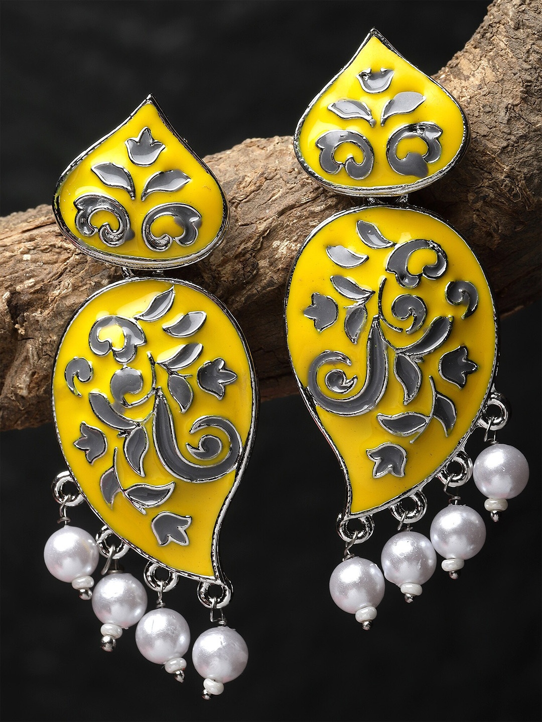 

KARATCART Silver-Plated Contemporary Drop Earrings