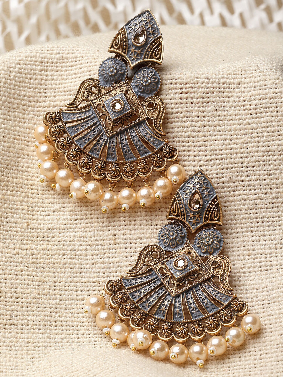 

KARATCART Gold-Plated Contemporary Chandbali Earrings